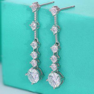 Certified 3ct. t.w. Moissanite Diamond Drop Linear Long Earrings NEW